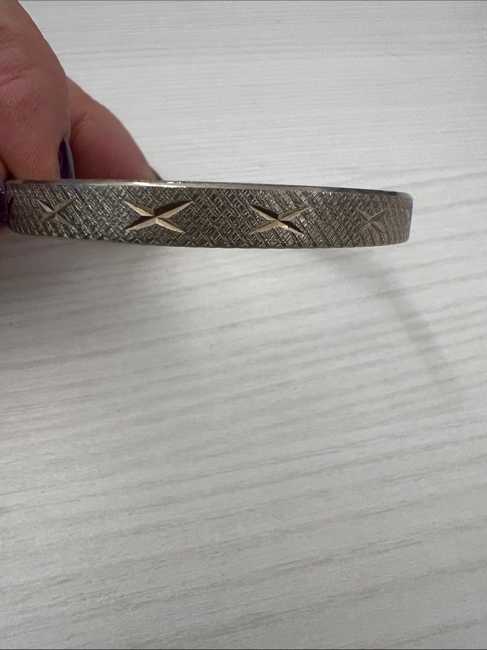 Ralph Lauren Silver-Tone Textured X-Accent Bangle